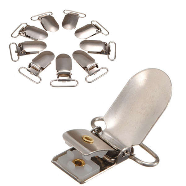 30 PCS Metal Suspender Pacifier Webbing Strap Buckle Clips