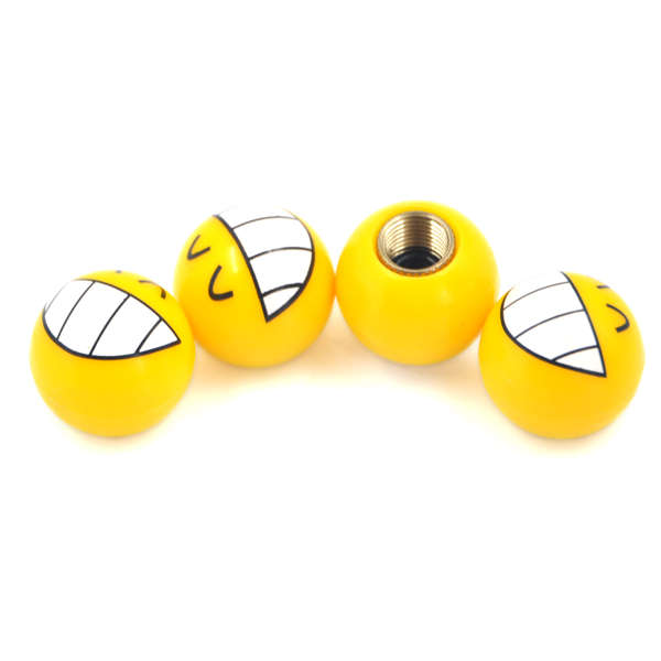 Universal Gas Nozzle Cover with Complacent Smiling Face Tire Stem Valve Caps Fo