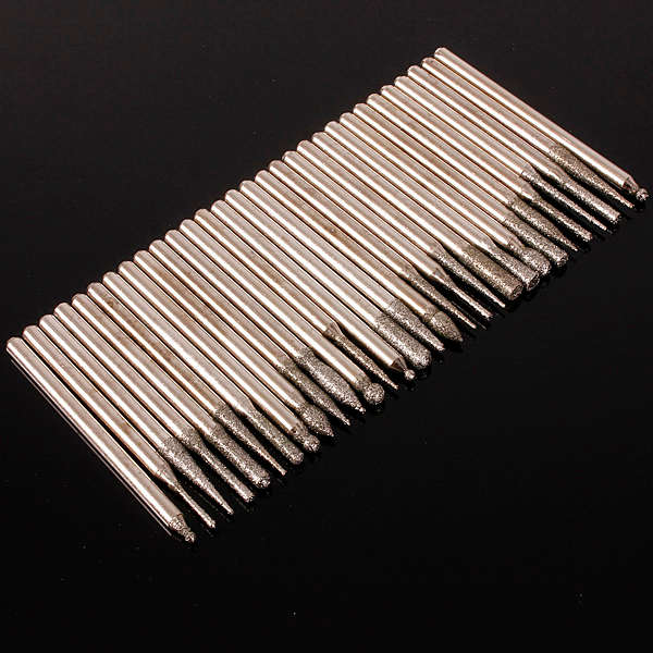30pcs Diamond Burr Glass Drill Bits For Engraving Rotary Tool Set