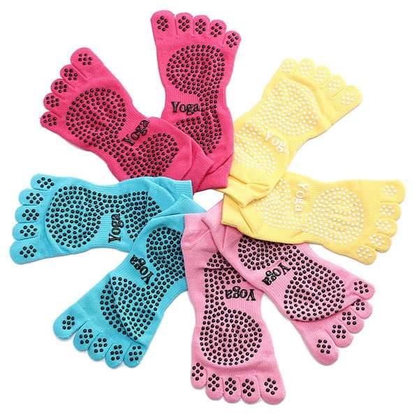 1 Pair Anti Skid Slip 5 Fingers Toe Full Grip Yoga Socks Pilates Gym Exercise F
