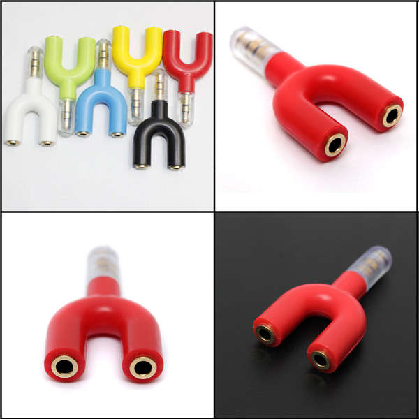 3.5mm Stereo 1 Male To 2 Female Audio Y-Splitter Headphone Earphone Plug Adapter
