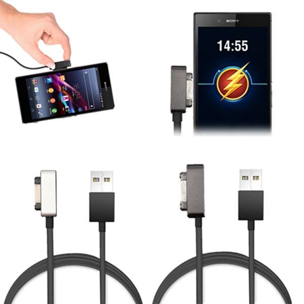 LED Aluminum Metal Magnetic Charger Cable For Sony Xperia Z1 Z2 Z3 Compact