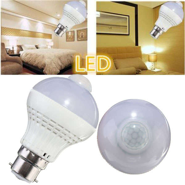 B22 LED Bulb 5W SMD 2835 18 Pure White/Warm White Motion Control PIR Sensor Glo