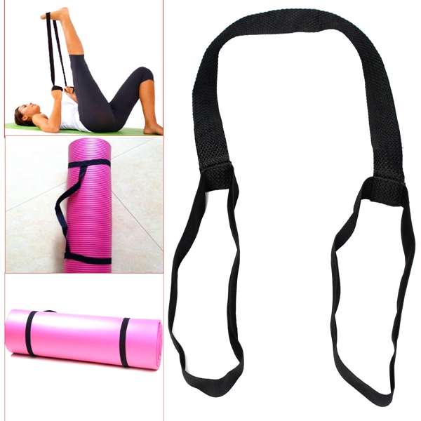 Elastic Black Yoga Mat Band Strap Stretching Exercise Facilitate Belt