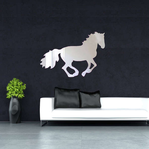 Home Art Decals DIY Acrylic Mirror Running Horse Wall Stickers