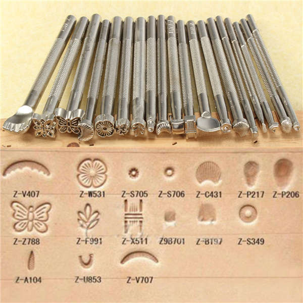 20pcs DIY Leather Working Saddle Making Tools Set Carving Leather Craft Stamps