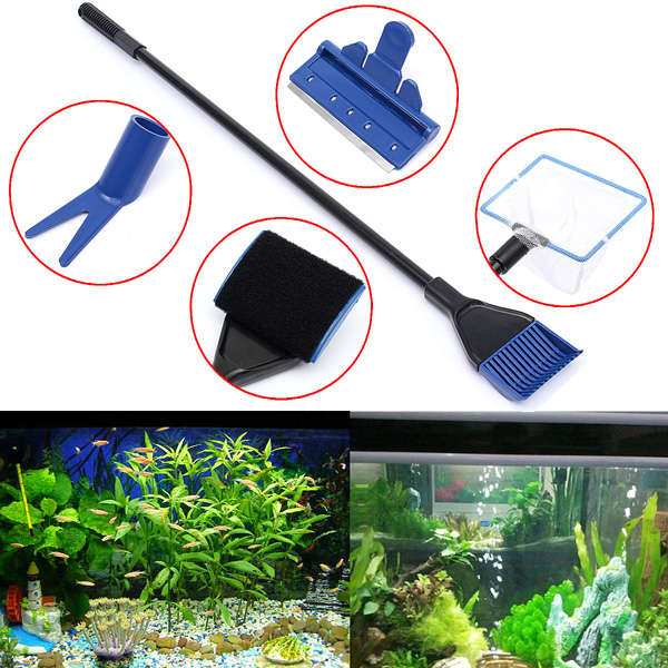 Aquarium Fish Tank Cleaning Brush 5 In 1 Fish Tank Glass Cleaning Set Cleaning