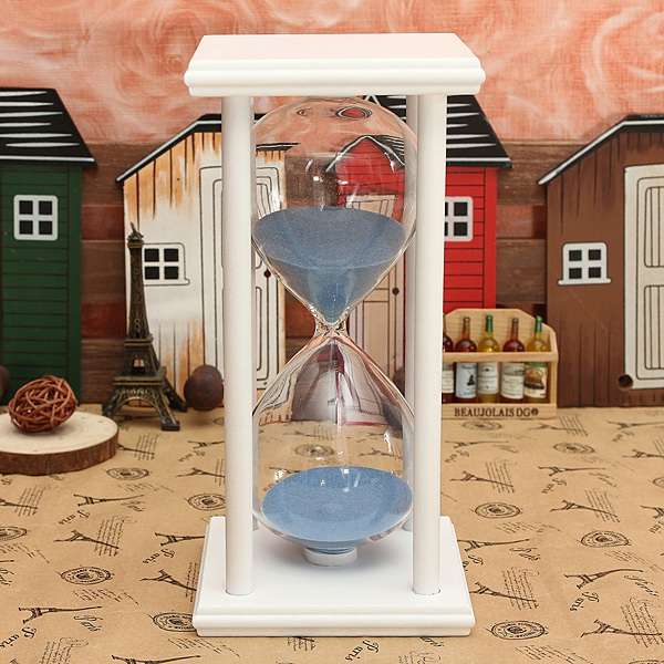 60 Minutes Wooden Frame Sandglass Hourglass Sand Timer Home Decor Gift