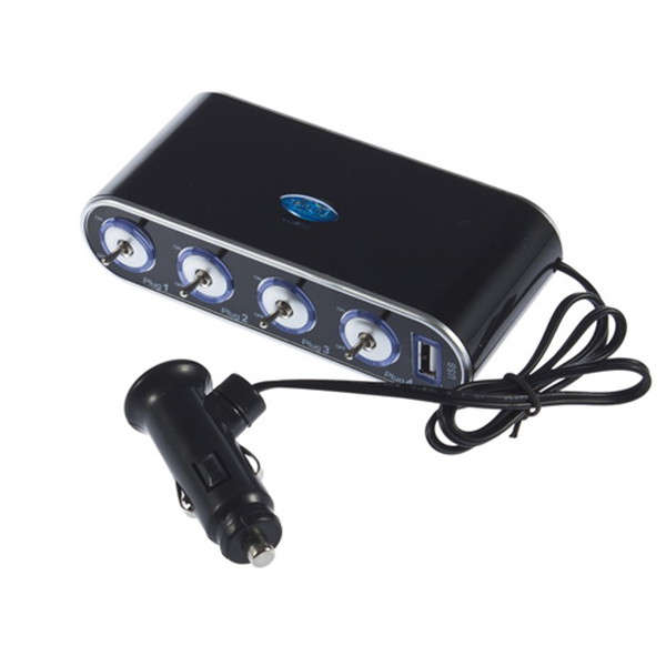 4 Way Car Cigarette Lighter Socket Splitter Charger 12V/24V