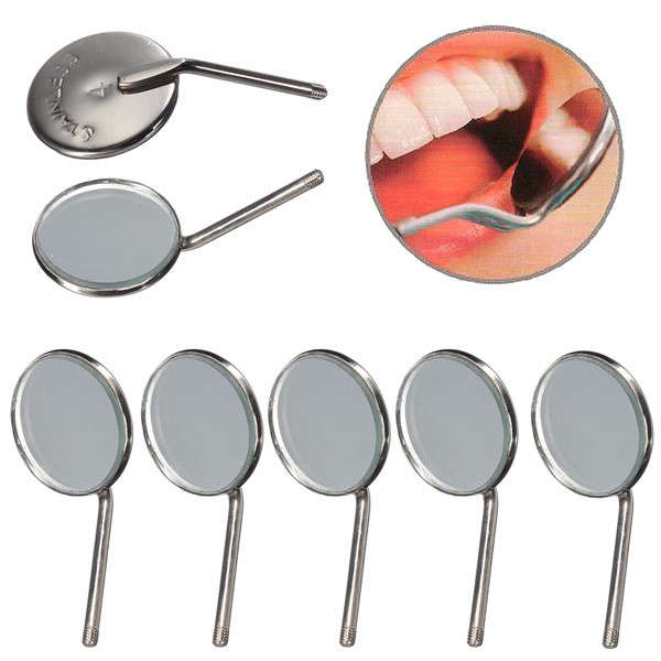 5pcs Dental Mirror Plain Oral Care 20mm Surgical Instruments Replace Tools Dent