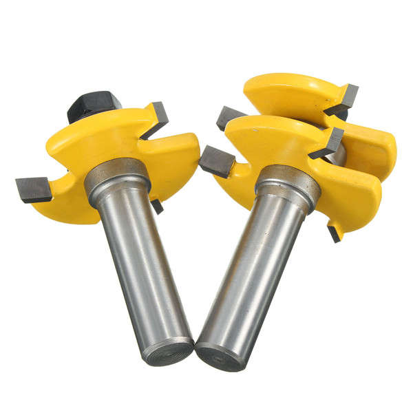 2pcs 1/2 Inch Shank Tongue & Groove Router Bit Set 3 Teeth T-shape Wood Milling
