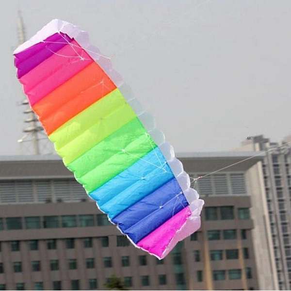 Rainbow Pattern 1.2m Frameless Flying Kite Dual Lines Control with 2pcs 30m Lin