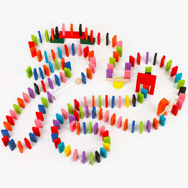 120Pcs Wooden Mix color Tumbling Dominoes Games Kids Play Toy