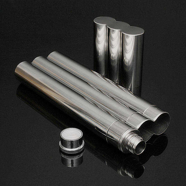 Stainless Steel Gentleman Hip Flask Cigar Tube Holder