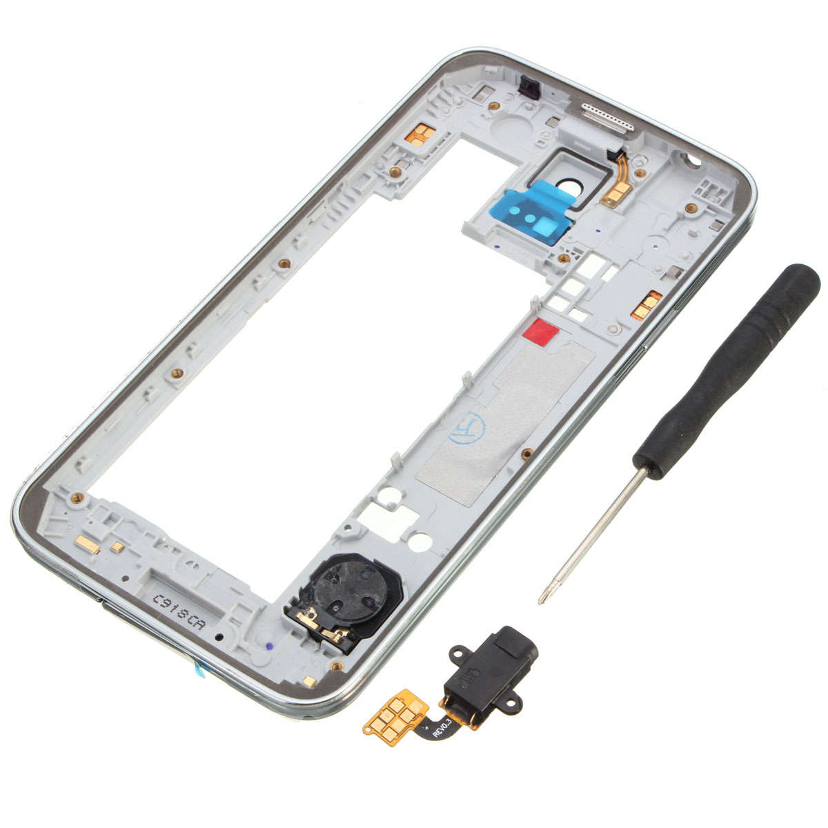 Silver Middle Frame Housing Bezel Plate Camera Cover For Samsung Galaxy S5 G900