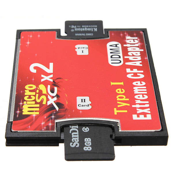 Dual Port Micro SD TF To Compact Flash CF Type I Card Reader Adapter