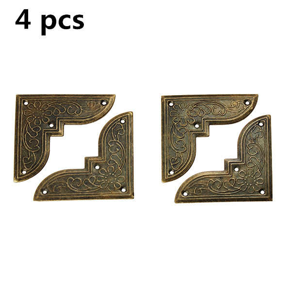 4 pcs Antique Decorative Metal  Furniture Corner Gift Package Wooden Box Iron A
