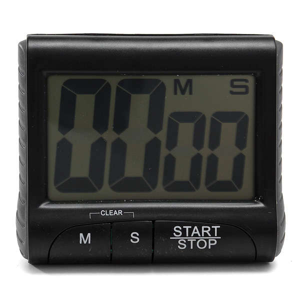LCD Digital Kitchen Timer Count Down Up Clock Loud Alarm Black White