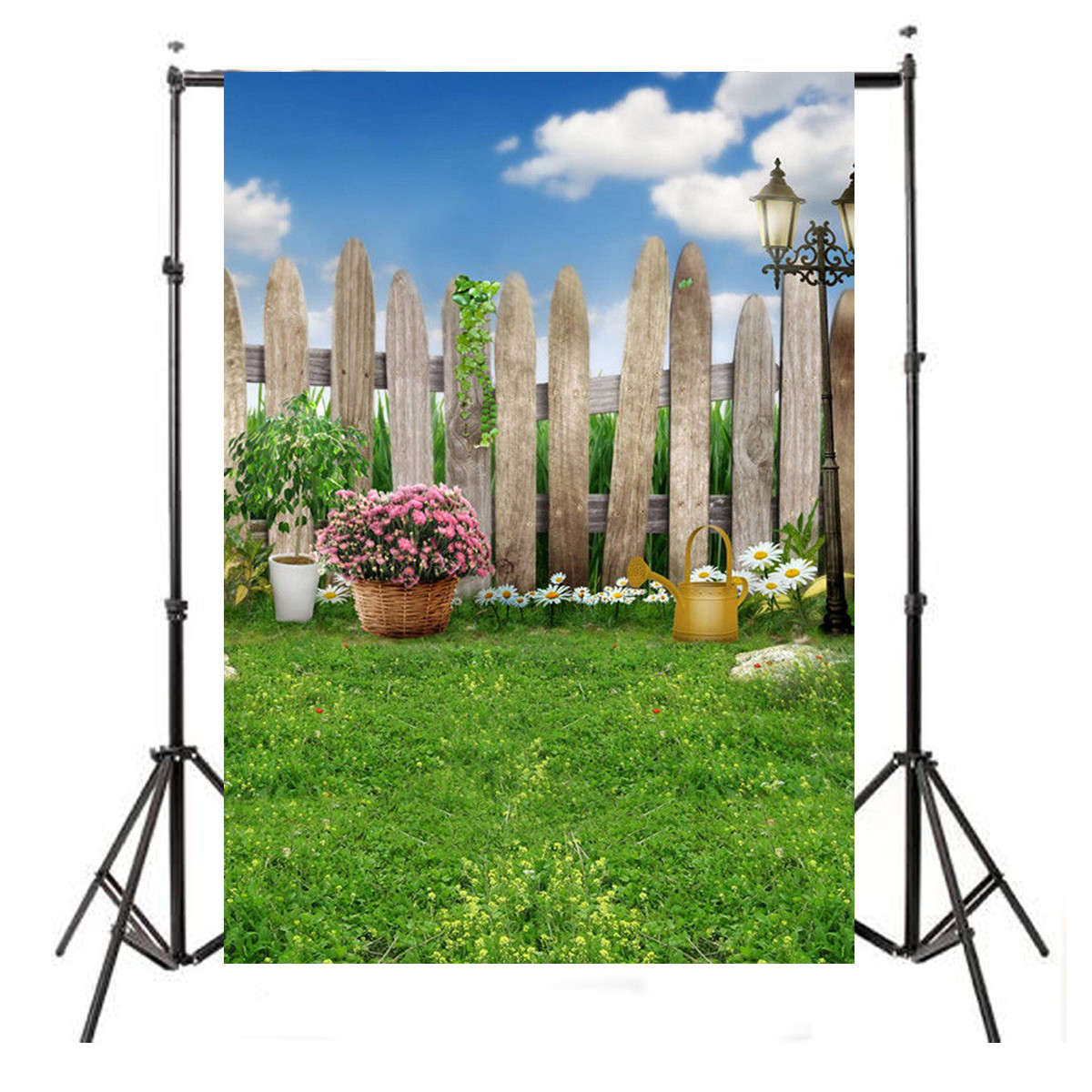 Vinyl Kids Green Land Railing Flower Photography background Backdrop