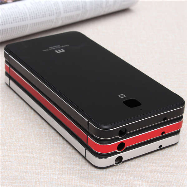 Metal Frame Bumper +Temper Glass Back Cover Case For Xiaomi4 Mi4 M4