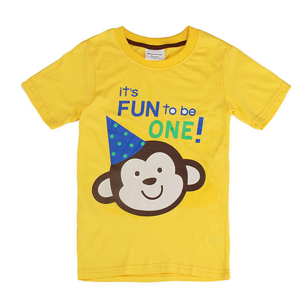 2015 New Lovely Monkey Baby Children Boy Pure Cotton Short Sleeve T-shirt Top
