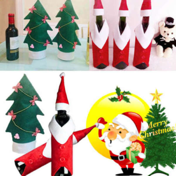 Christmas Wine Bottle Cover Christmas Xmas Clothes Tree Bottle Coat Bottle Deco