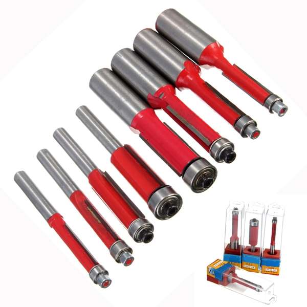 Woodworking End Bearing Dual Flute Flush Trim Router Cutter Bit Alloy Steel