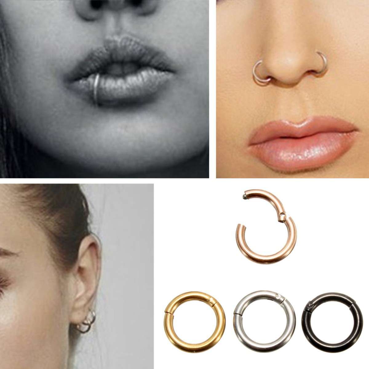 8mm Stainless Steel Hoop Ring Ear Lip Nose Septum Segment Body Jewelry
