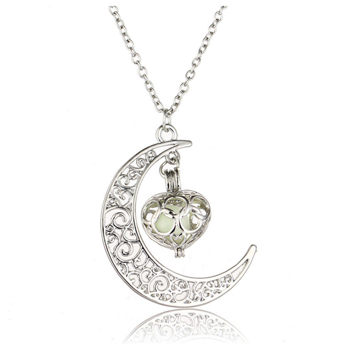 Steampunk Hollow Moon Glow In The Dark Luminous Necklace