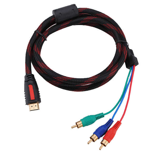 1.5m 5ft HDMI to 3-RCA Male Audio Video Convert Cable For HDTV 1080P