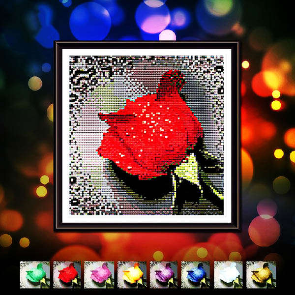 29x29cm Beautiful Colorful Rose DIY Diamond Painting Rhinestone Cross-stitch Kit