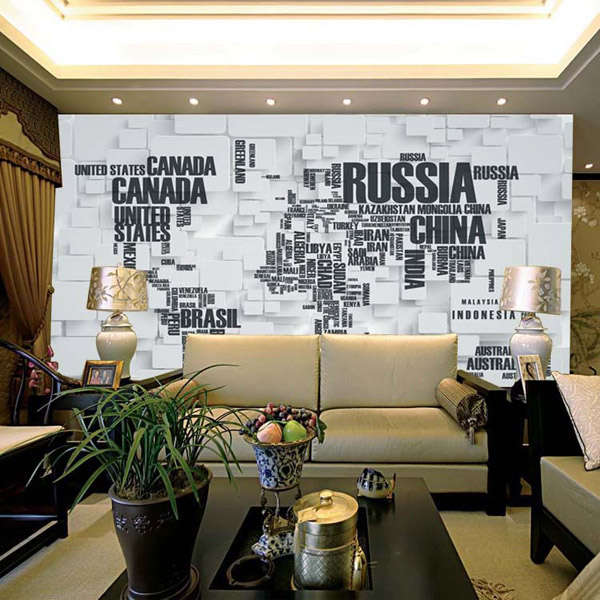 DIY Large World Map Wall Decal English Alphabet Removable Wall Stickers Decal