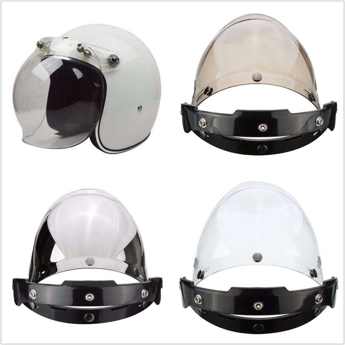 3-Snap Button Bubble Visor Flip Up Wind Face Shield Lens for Motorcycle Helmet