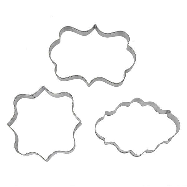 3Pcs Plaque Frame Fondant Cookie Cutter Set Square Rectangle Oval