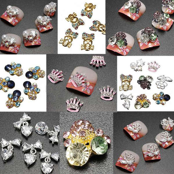 3D Glitter Acrylic Crystals Rhinestones Metallic Nail Art Stickers