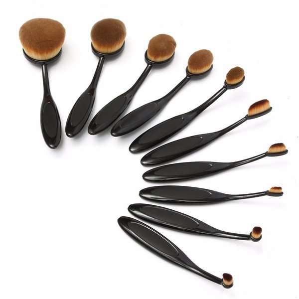 1Pcs Professional Oval Makeup Cosmetic Contour Brush Foundation Powder Cream Pu