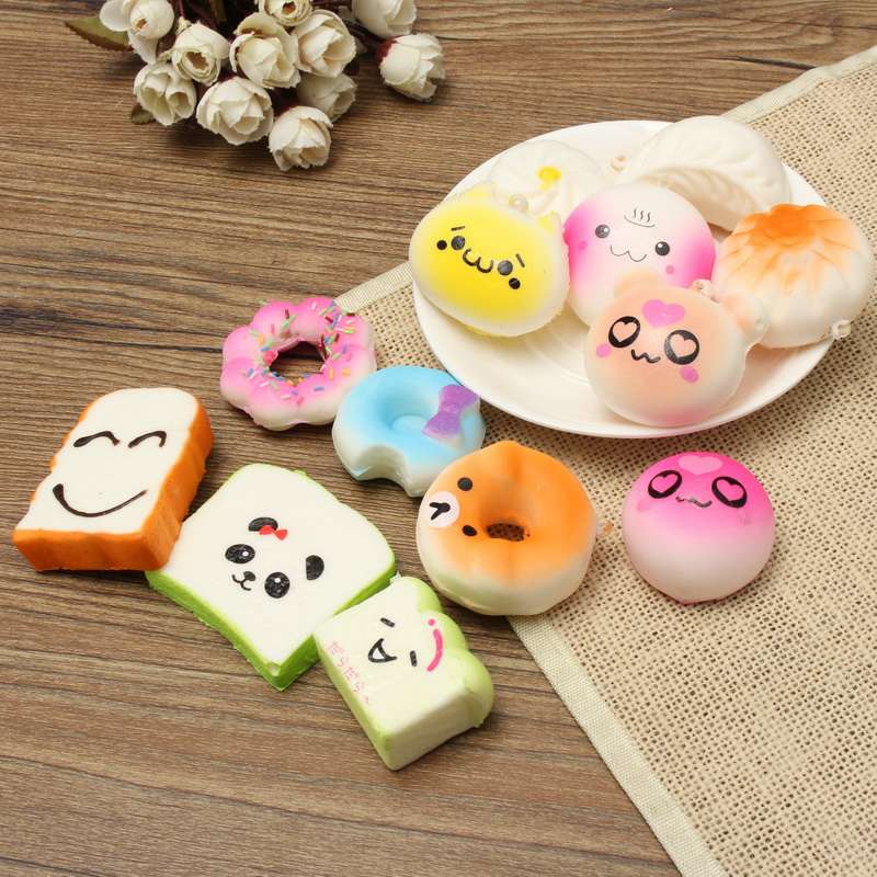 13PCS Simulation Cute Soft Squishy Super Slow Rising Ballchain Kid Toy Collecti