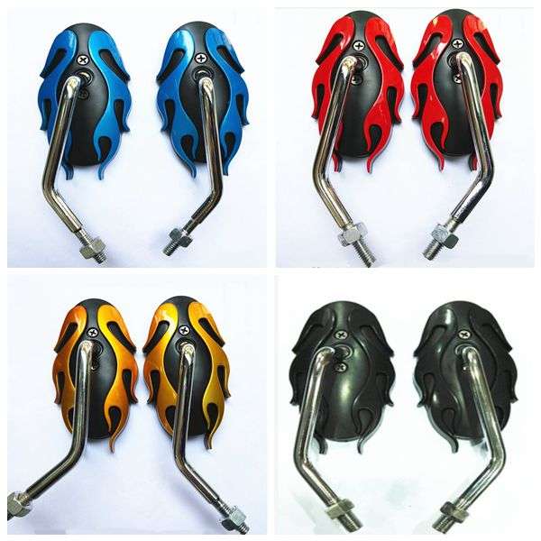 Motorcycle Flame Rearview Mirror For Harley Honda Suzuki