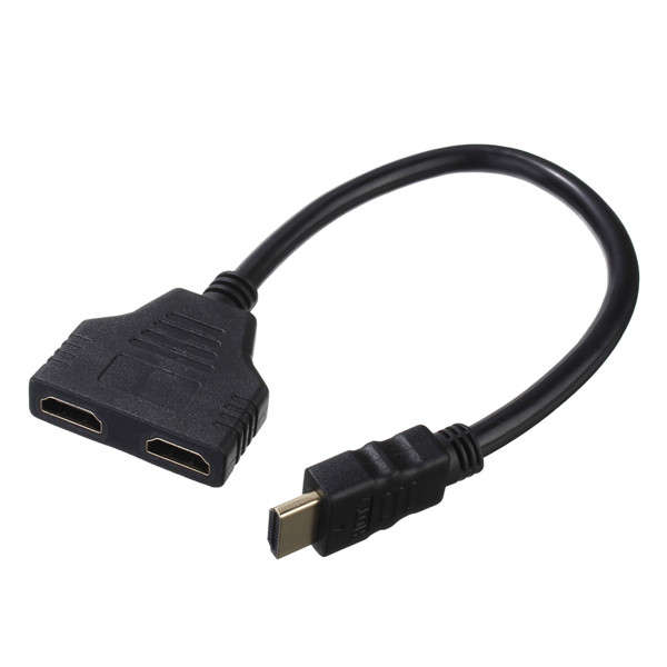 1 In 2 Out HDMI Male To 2 HDMI Female Cable Cord Converter Adaptor TV