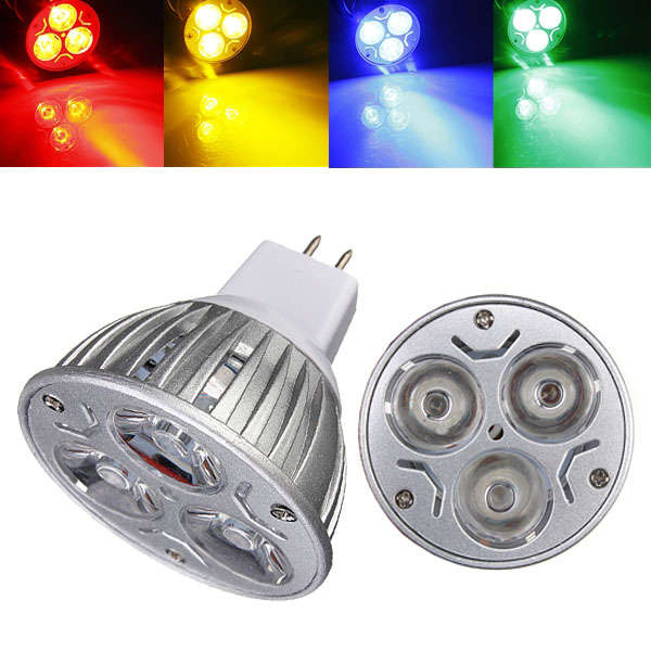 MR16 3W DC 12V 3 LEDs Red/Yellow/Blue/Green LED Spot Light Bulbs