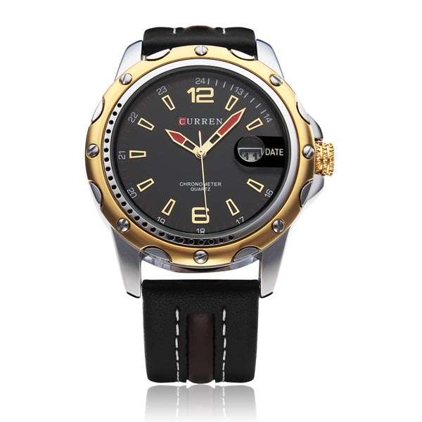 CURREN 8104 Black PU Leather Date Fashion Men Wrist Quartz Watch