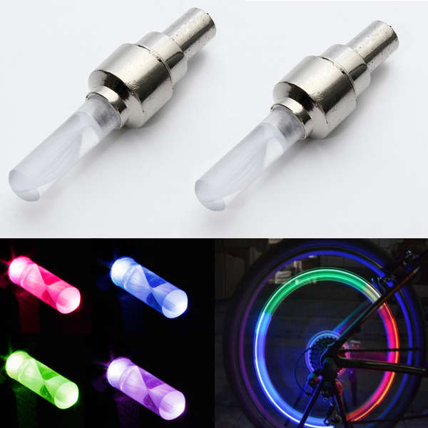 2x Color LED Motor Bike Car Tire Valve Wheel Flash Light Lamp