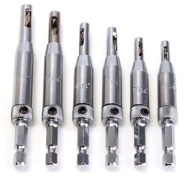 6pcs HSS Hex Shank Self Centering Door Lock Hinge Drill Bit Pilot Hole Tool Hol