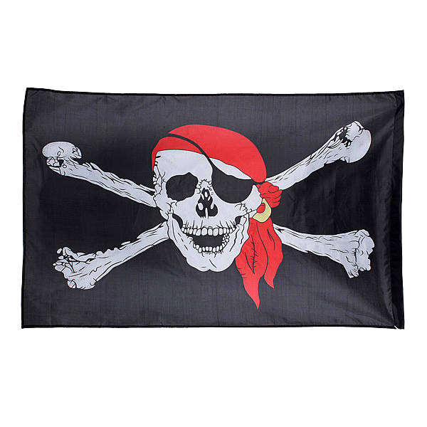 5*3 ft. Red Bandana Skull Pirate Flag