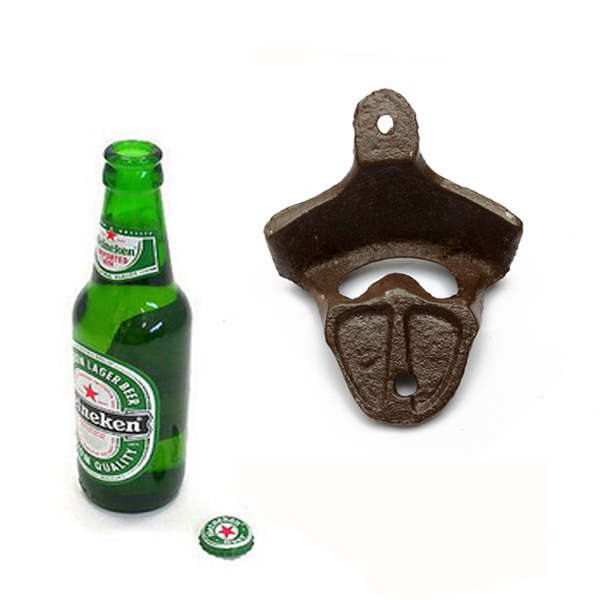 Antique Iron Wall Mounted Bar Beer Bottle Opener Kitchen Gadgets