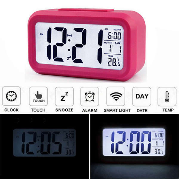 LED Digital LCD Alarm Clock Time Calendar Thermometer Snooze Backlight