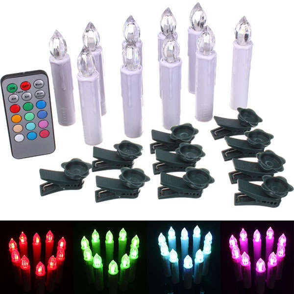 10pcs Remote Control Colorful LED Flameless Candle Light Xmas Decor