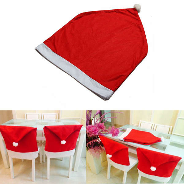 4PCS Santa Clause Red Hat Christmas Chair Cover Dinner Decor