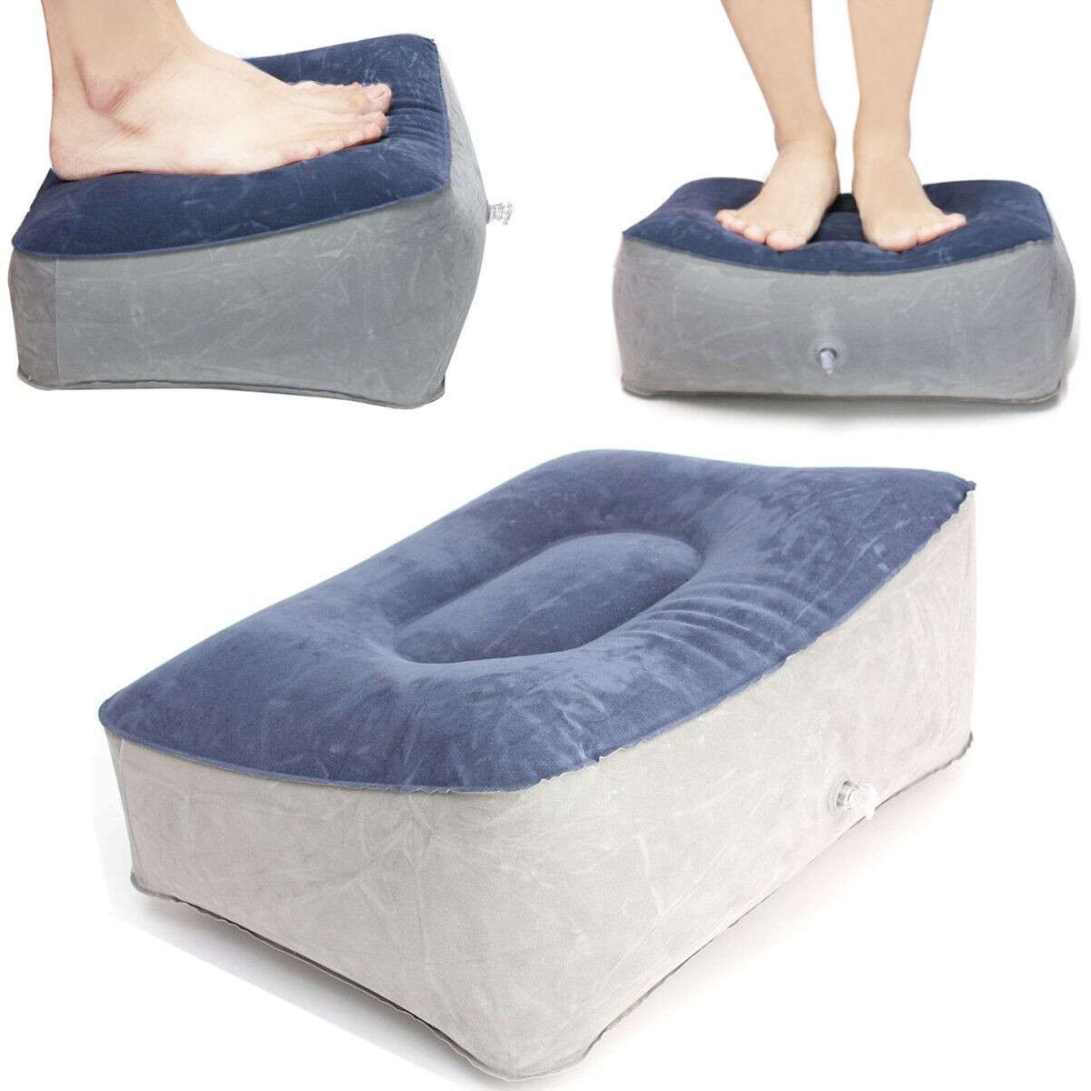 Inflatable Foot Rest Pillow Travel Home Help Reduce DVT Risk Trips Flight Relax