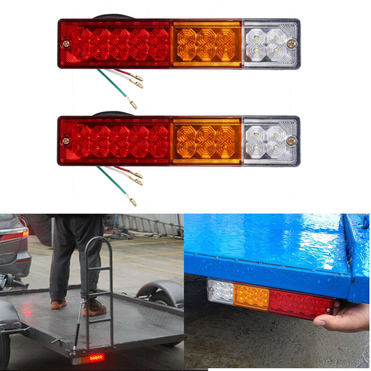 Pair 12V Truck Trailer Caravan LED Brake Rear Tail Reverse Light Turn Indiactor